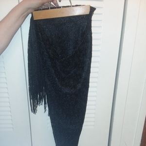 Black lace shawl with fringes